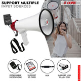 5 Core Megaphone 50W Bull Horn PA Speaker w 300M Range Loud Siren Voice Amplifier Portable