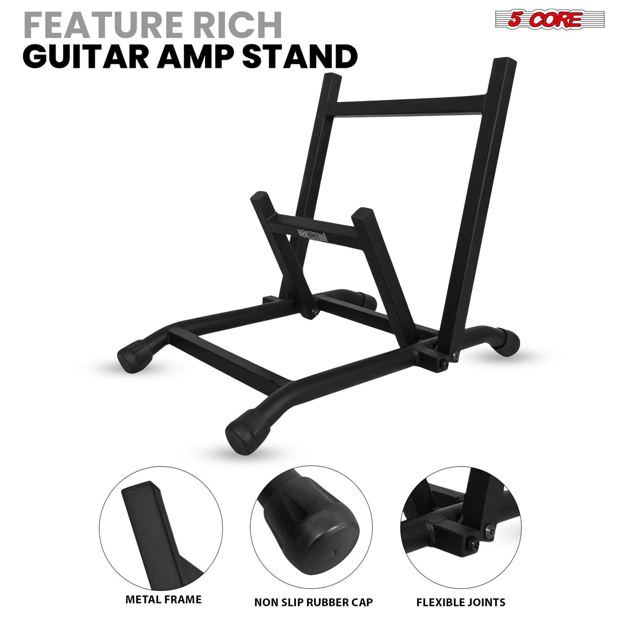 5 Core Amp Stand Heavy Duty Metal Build Adjustable Guitar amplifier Low Profile Folding Collapsible