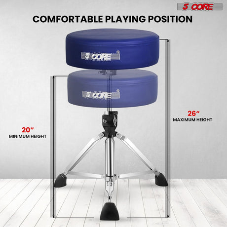 5 Core Drum Throne 4" Thick Padded Guitar Stool 441Lb Capacity Drummer Chair Swivel Adjustable