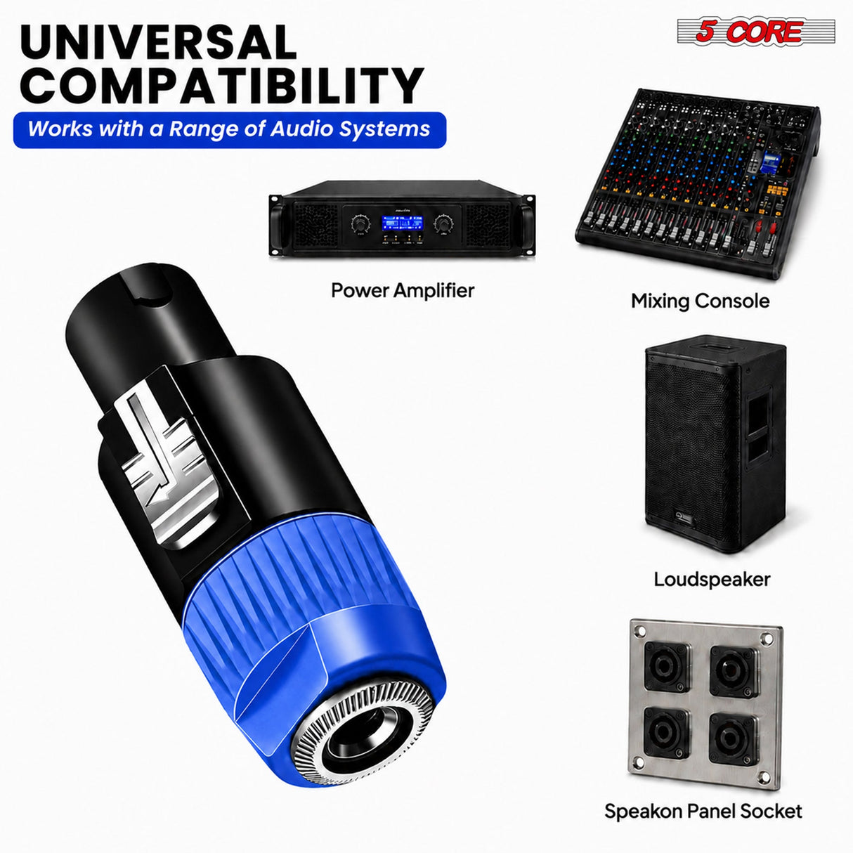 5 Core Speakon Adapter High Quality Audio Jack Male Audio Pin Speaker Adapter Connector