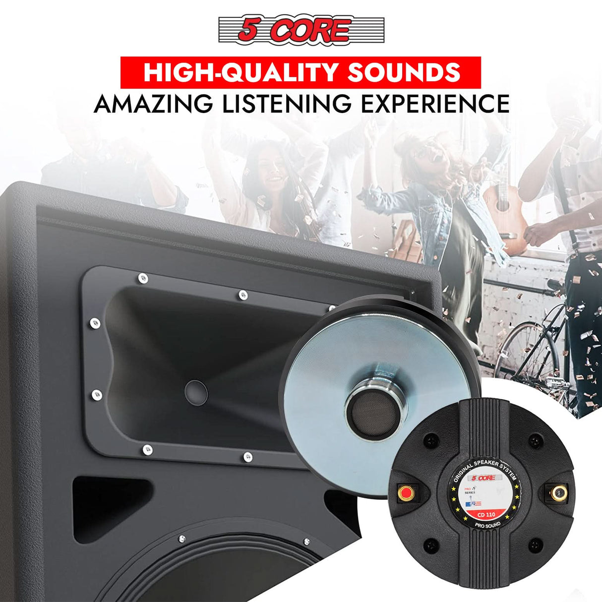 5 Core Compression 2Pcs Driver 3.5 Inch Tweeter Horn Audio Throat 220W Peak Loud 8 Ohm Titanium Diaphragm