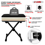 5 Core Keyboard Stand Piano Bench Combo Adjustable Key Board Stands 3" Padded Musician Chair Set