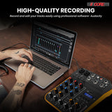 5Core Audio Mixer 4 Channel DJ Soundboard USB Interface Bluetooth Mixing Console w Repeat Delay +48V