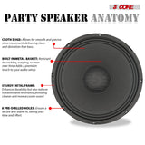 5 Core 12 Inch Speaker 200W PA DJ Loudspeaker 8 Ohm Replacement Driver w 30 Oz Magnet