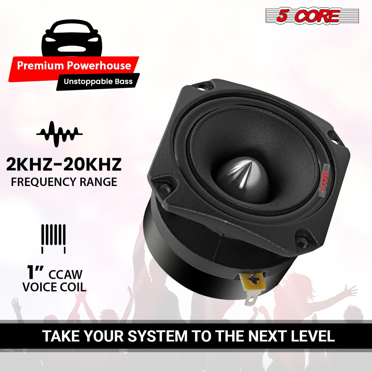 5Core Tweeters Speakers Car Audio Pair 600W Peak 3.5 Inch Super Tweeter Bullet