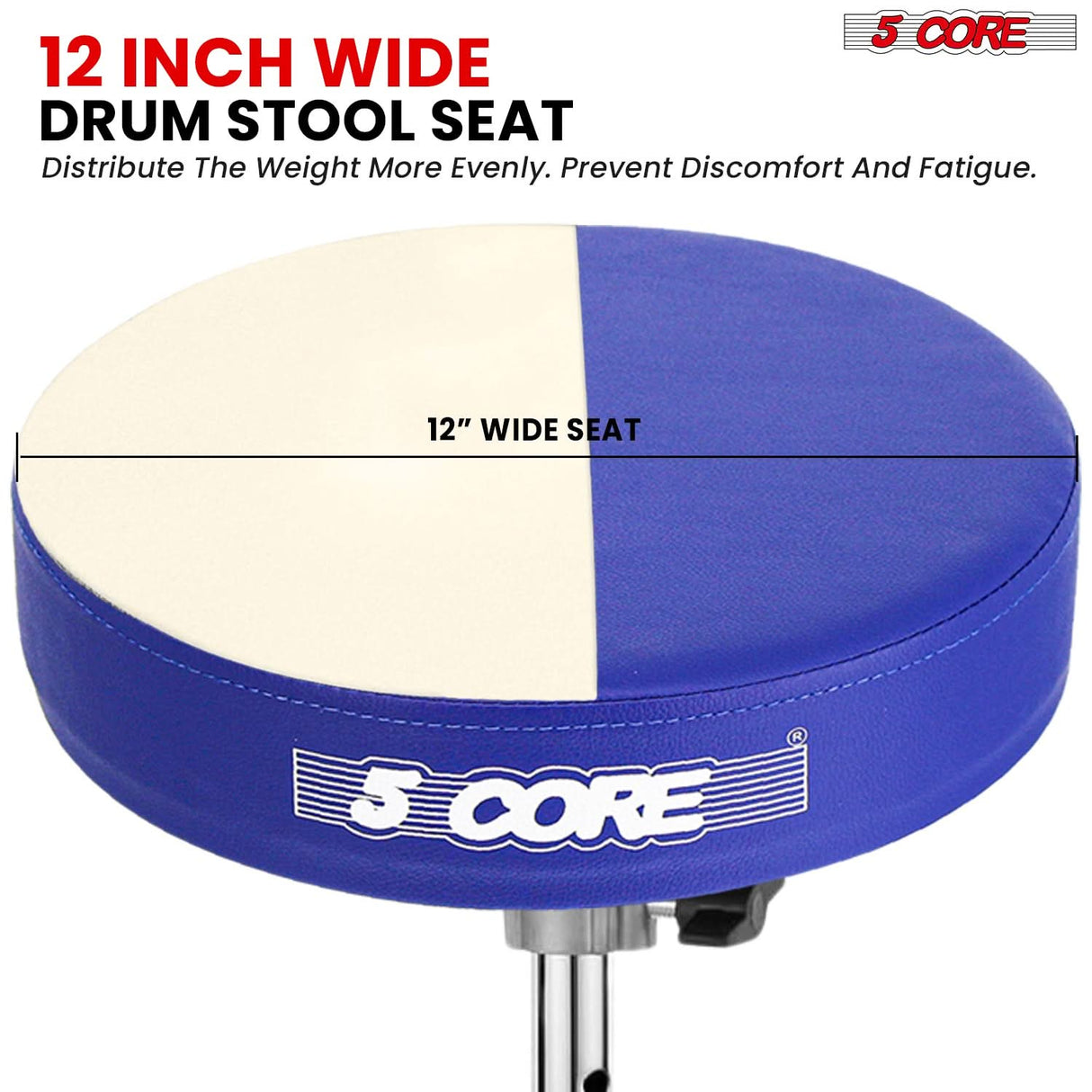 5 Core Drum Throne 3" Padded Drum Seat Height Adjustable Drumming Chair for Practice and Performance