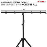 5 Core DJ Light Stand Height Adjustable 39-100" Heavy Duty Tripod Stage Lights Stands w Light T Bar