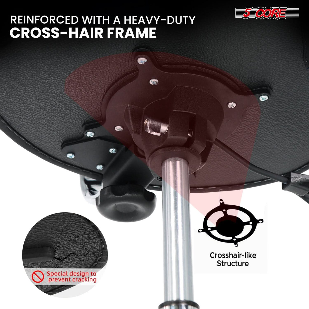 5 Core Drum Throne 4" Padded Seat w Backrest Airlift Adjustable Chair Ergonomic Drummer Stool