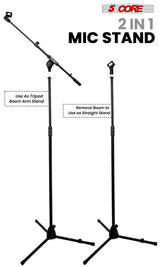 5 Core Mic Stand 2Pcs Adjustable 82" Microphone Stands Floor w 180° Telescoping Metal Boom Arm