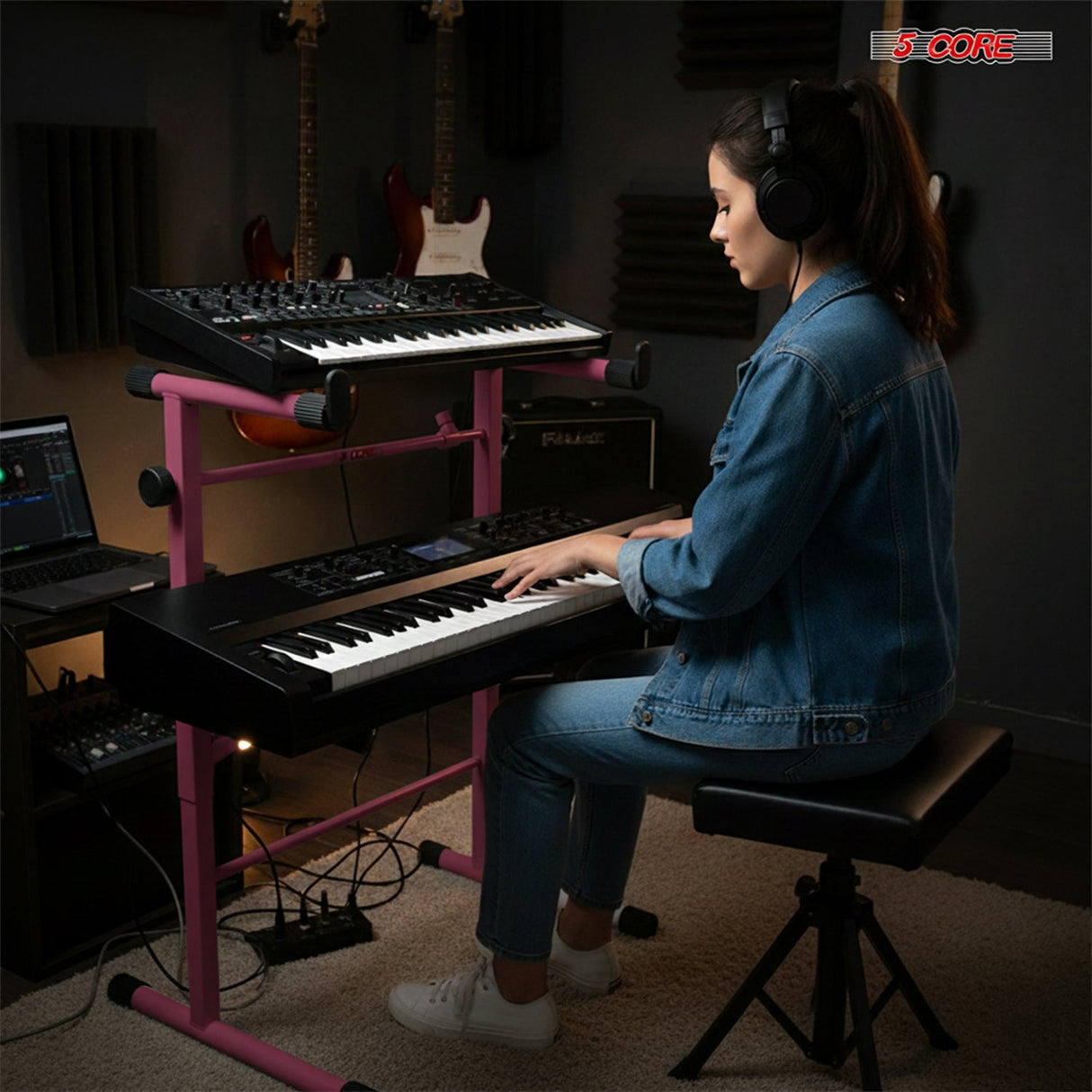 5 Core Keyboard Stand Adapter 2 Tier Adjustable Second Extension Add On for Digital Piano Stands