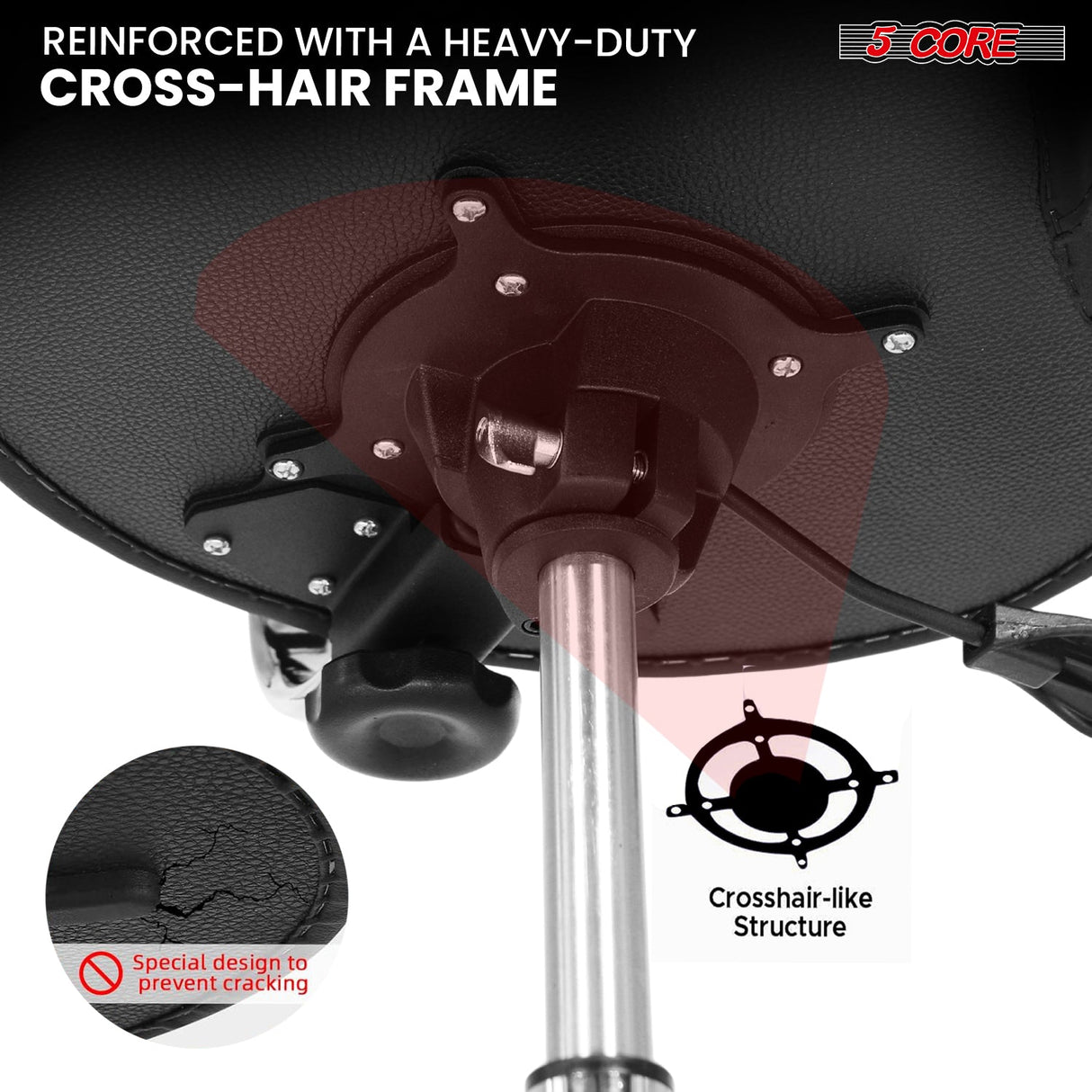 5 Core Drum Throne w Backrest 4" Padded Stool Airlift 25" Adjustable Drummer Stool 441Lb Capacity