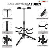 5 Core Guitar Stand Adjustable Double Guitars Stands Floor w Neck Holder for Acoustic Electric Bass