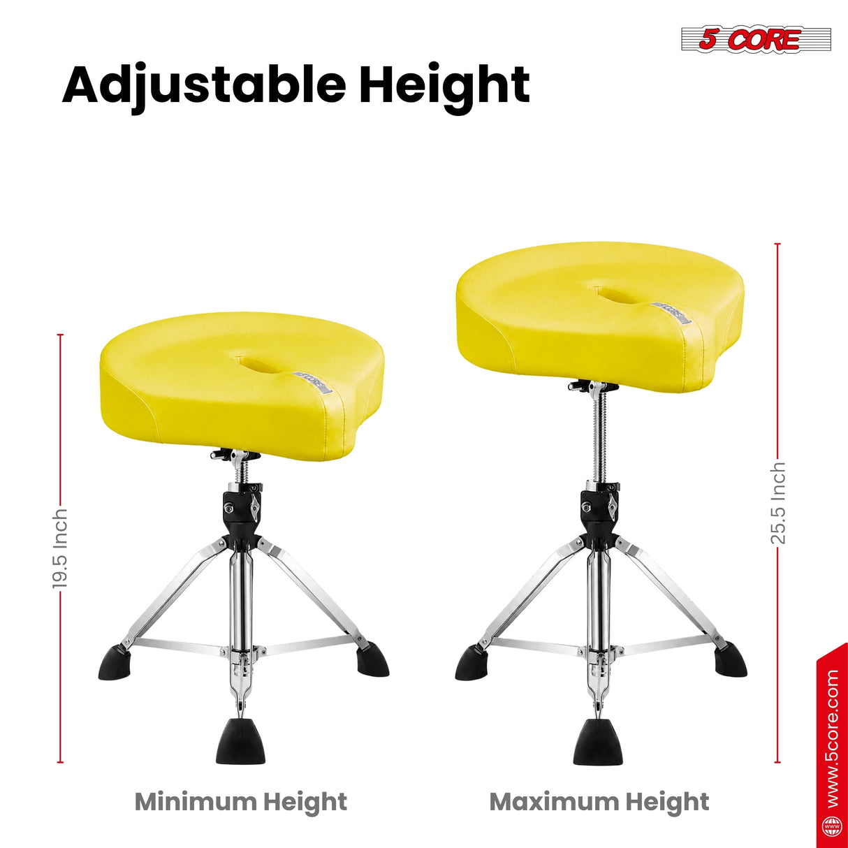 5 Core Drum Throne w 4.5" Padded Stool Adjustable Drummer Chair