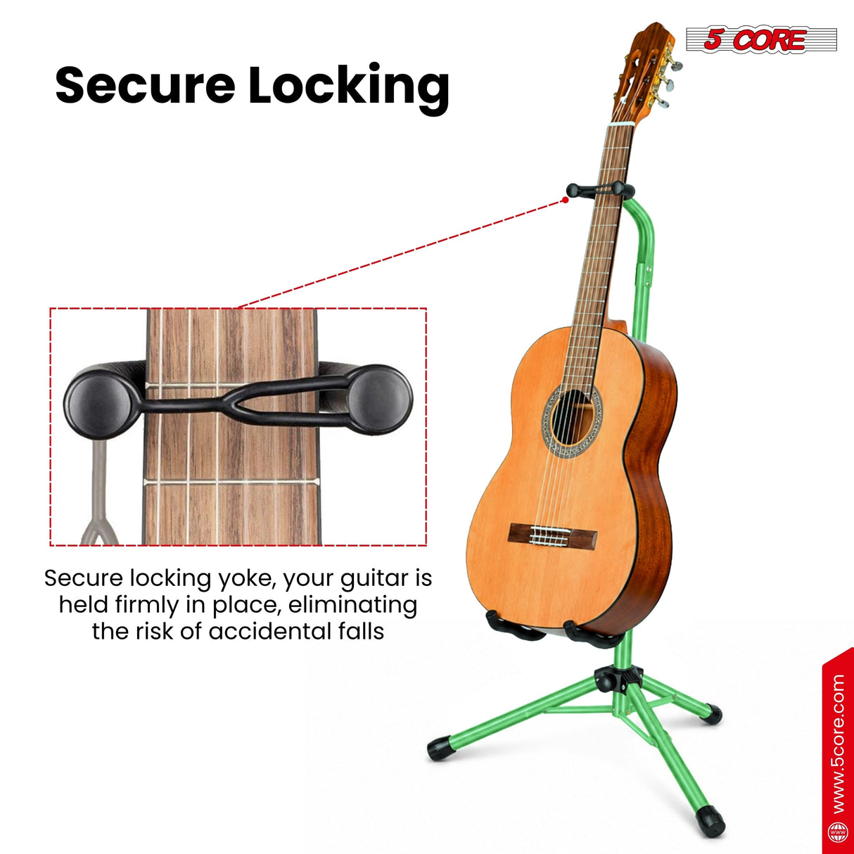 5 Core Guitar Stand Floor Adjustable Heavy Duty w Neck Holder for Acoustic Electric Classic Bass