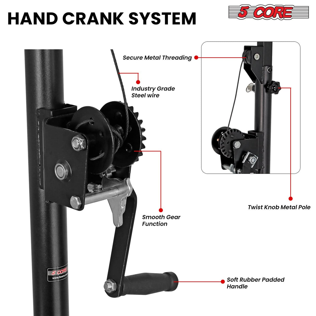 5Core DJ Light Stand Stage Lighting Truss System Hand Crank Up Height Adjustable 65.5 to 111"