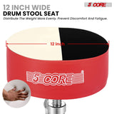 5 Core Drum Throne 5" Padded Drummer Seat Adjustable Drumming Chair w Luxury Velvet Top