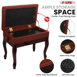 5 Core Piano Bench 3" Padded Cushioned Stool Wooden Heavy Duty Adjustable Musician Chair w Storage