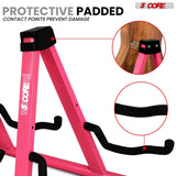 5 Core Double Guitar Stand A Frame Shape w Foam Arms Supports Acoustic Electric Bass Ukulele Banjo