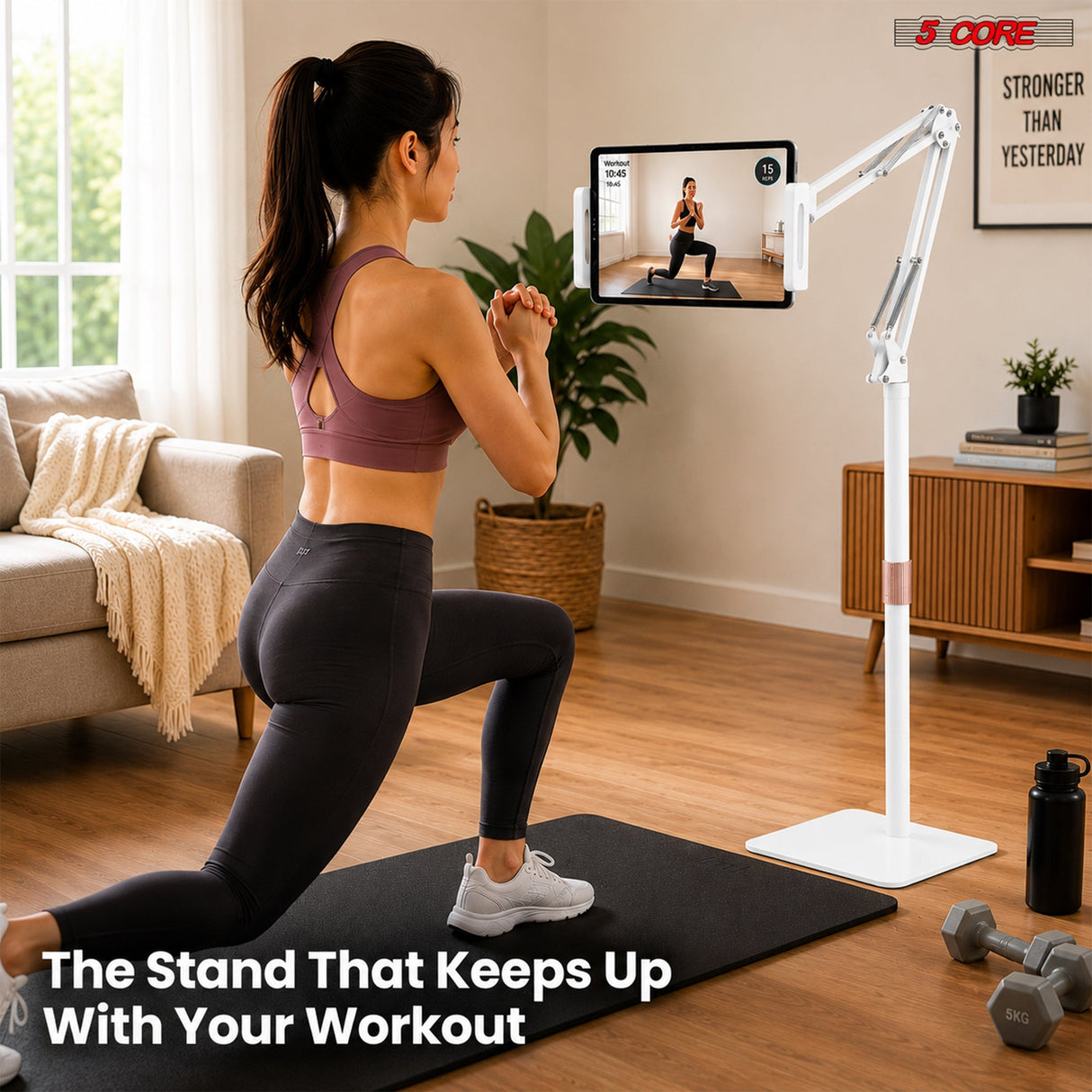 5 Core Tablet Floor Stand 360° Rotatable Adjustable Overhead Universal Bed Phone iPad Stand
