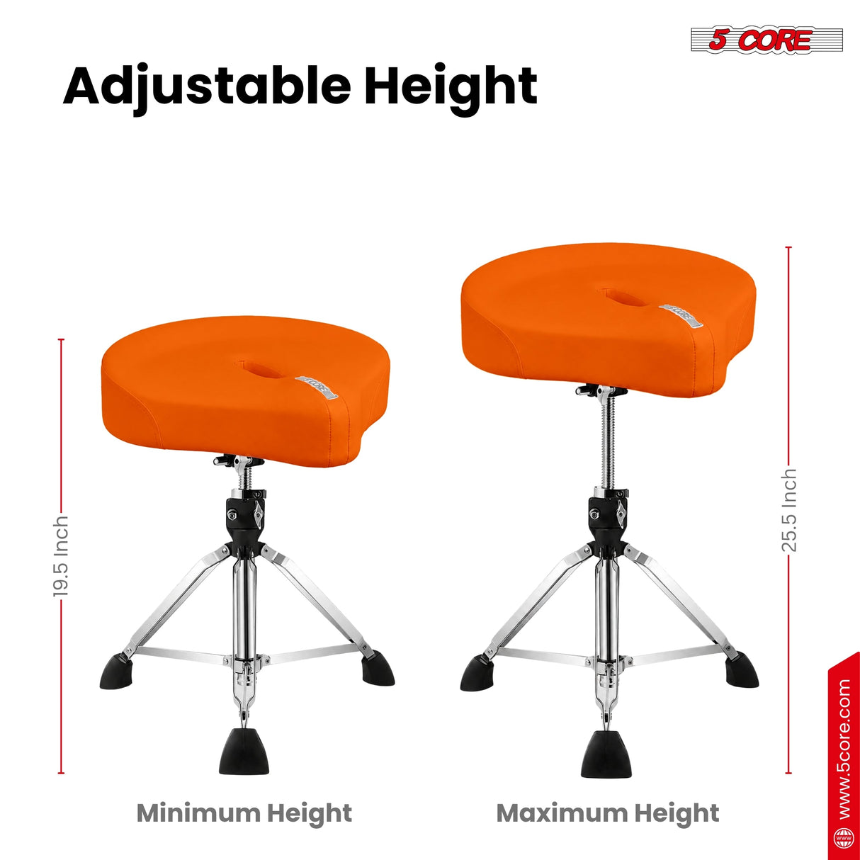5 Core Drum Throne w 4.5" Padded Stool Adjustable Drummer Chair