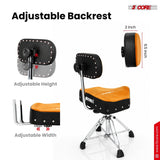 5 Core Drum Throne w Backrest 4" Padded Stool Airlift Adjustable Drummer Chair