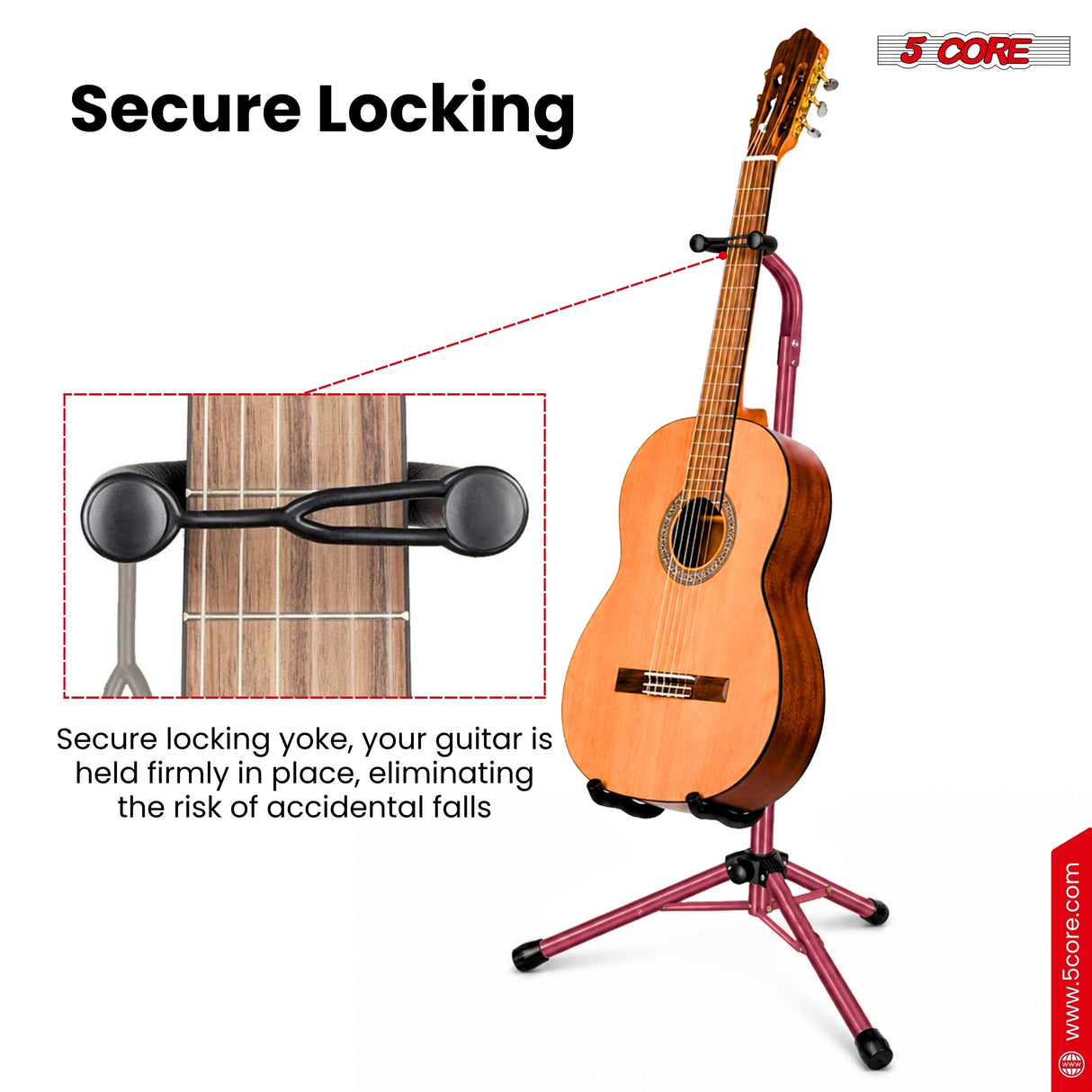 5 Core Guitar Stand Floor Adjustable Heavy Duty w Neck Holder for Acoustic Electric Classic Bass