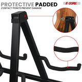 5 Core Double Guitar Stand A Frame Shape w Foam Arms Supports Acoustic Electric Bass Ukulele Banjo