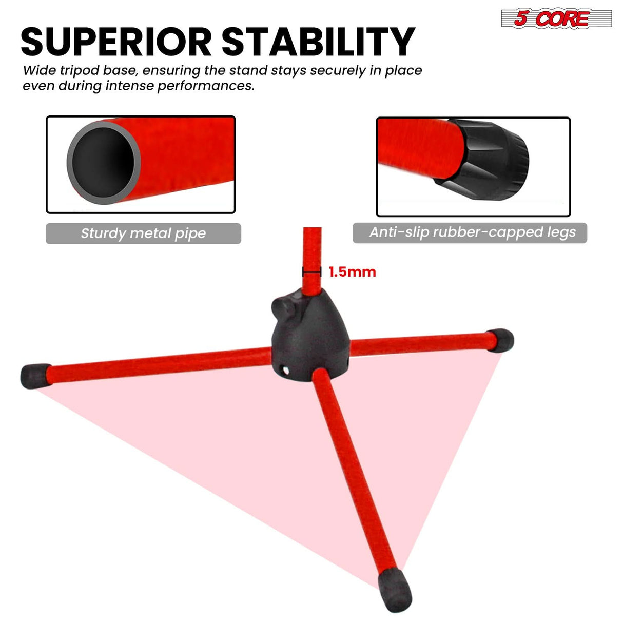 5 Core Mic Stand Floor Height Adjustable Tripod Microphone Stands w Extending Telescoping Boom Arm