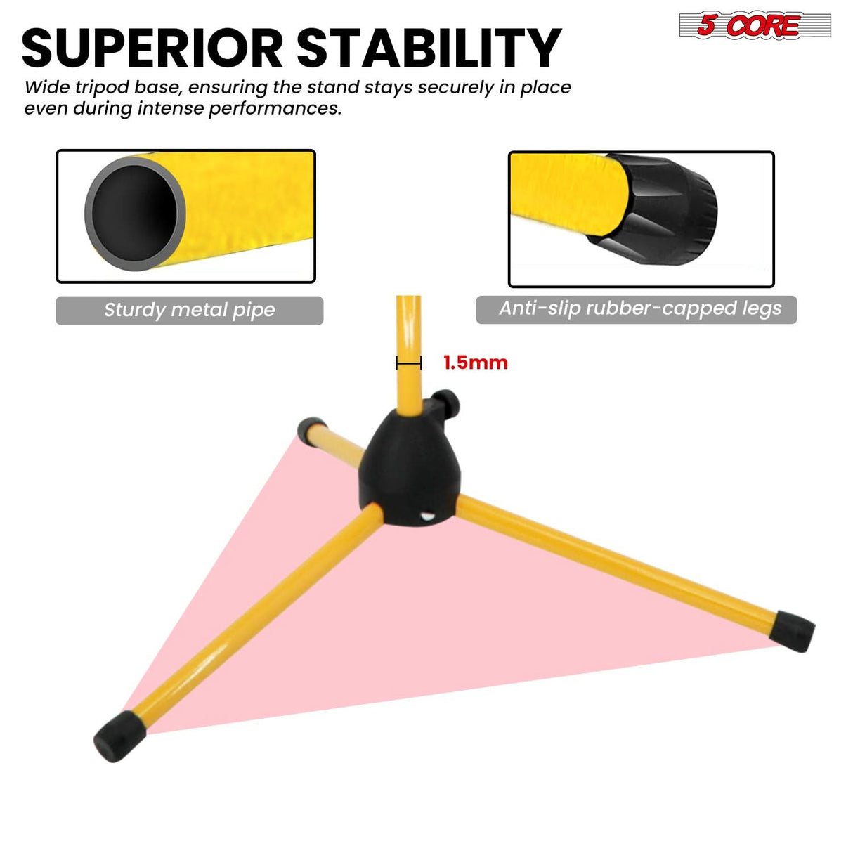 5 Core Mic Stand Floor Height Adjustable Tripod Microphone Stands w Extending Telescoping Boom Arm