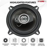 5Core Coaxial Car Door Speakers 5” 4Pcs 350W 4Ohm 2 Way Component Subwoofer Audio w Super Tweeter