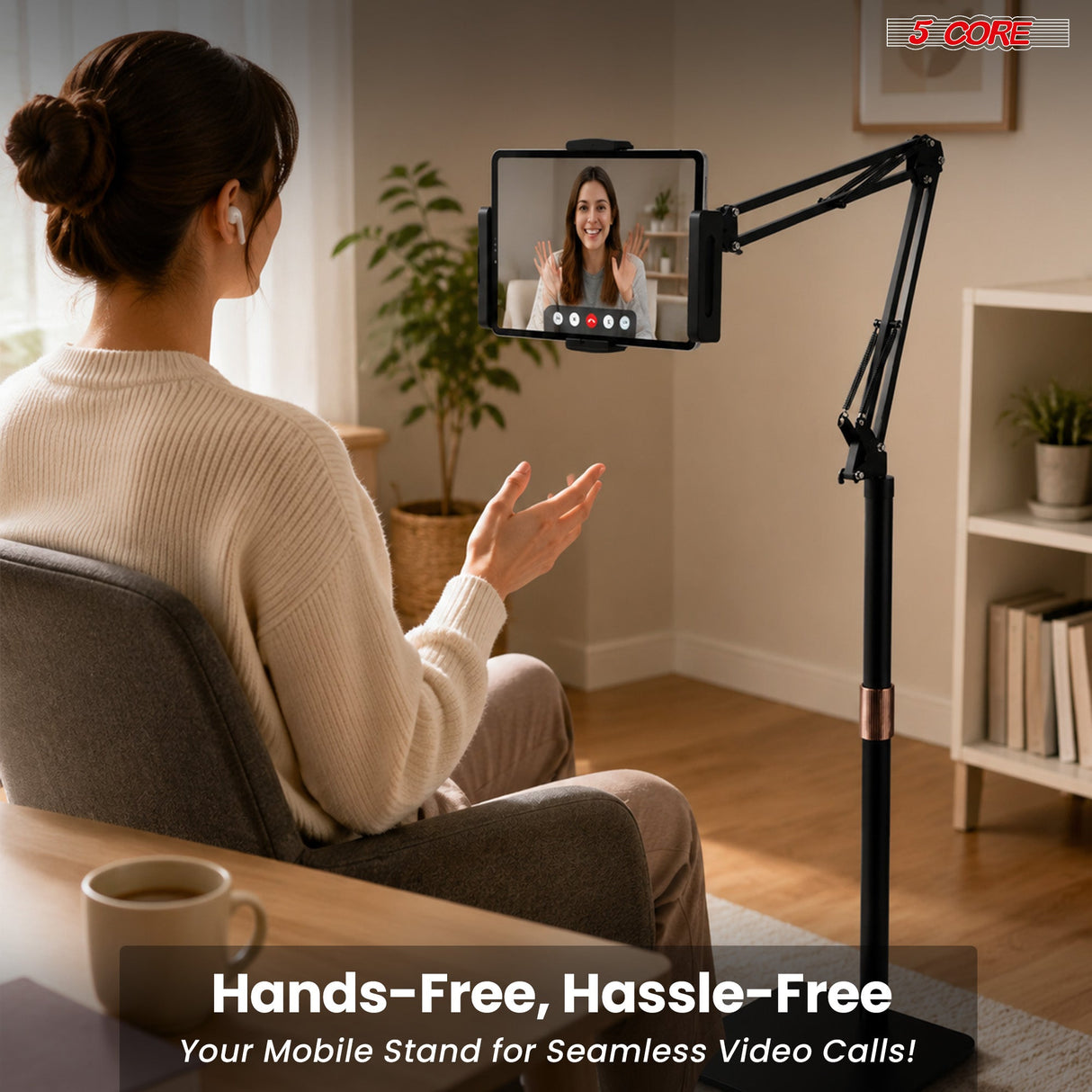 5 Core Tablet Floor Stand 360° Rotatable Adjustable Overhead Universal Bed Phone iPad Stand