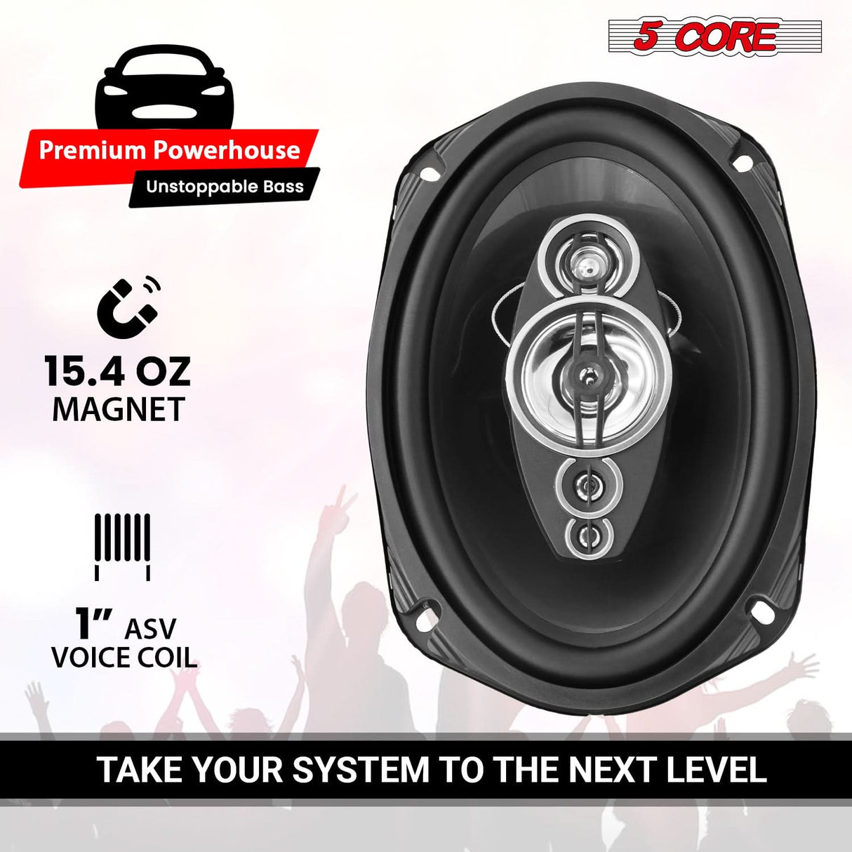 5Core 6x9 Car Speaker 4Pcs 800W 4Ohm 2 Way Coaxial Speaker Audio w Super Tweeter Fit for Vehicle