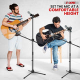 5 Core Mic Stand 2Pcs Floor Height Adjustable Tripod Microphone Stands w Telescoping Boom Arm