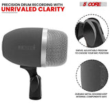 5 Core Kick Drum Microphone Cardioid Dynamic Bass Mic Swivel Adjustable Durable Steel Mesh Grille