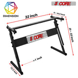 5 Core Keyboard Stand Adjustable 21 - 33" Z Style Metal Electric Piano Riser 330Lb Capacity Foldable