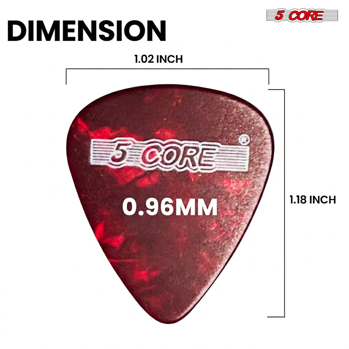 5 Core Guitar Picks 12 Piece Celluloid Light Medium Heavy Extra Heavy for Acoustic Electric Guitars