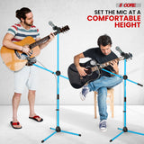 5 Core Mic Stand Floor Height Adjustable Tripod Microphone Stands w Extending Telescoping Boom Arm