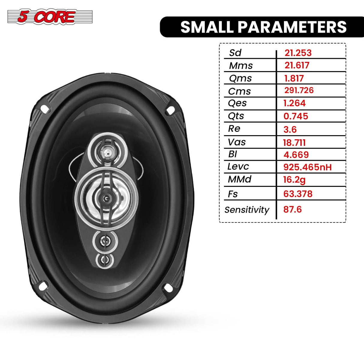 5Core 6x9 Car Speaker Pair 800W 4Ohm 2 Way Coaxial Speaker Audio w Super Tweeter Fit for Vehicle