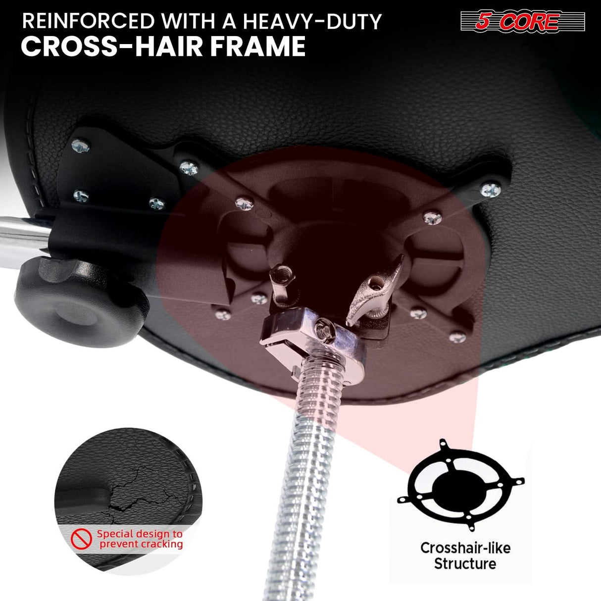 5 Core Drum Throne w Backrest 4" Padded Adjustable 26.5" Drummer Stool w Velvet Top 441Lb Capacity