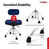 5 Core Drum Throne w Backrest 4" Padded Stool Airlift Adjustable Drummer Chair