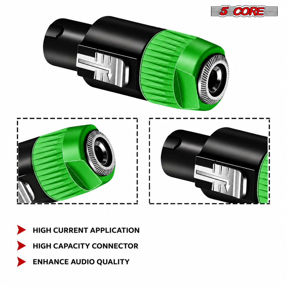 5 Core Speakon Adapter High Quality Audio Jack Male Audio Pin Speaker Adapter Connector