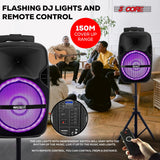 5Core 8 inch PA Portable Bluetooth Party Speaker Karaoke Boombox + 2 Wireless Mics 2 Pieces