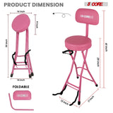 5Core Guitar Stool 3.15" Padded Chair w Backrest Foldable Music Seat Built in Foot Rest Guitar Stand