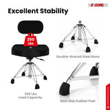 5 Core Drum Throne w Backrest 4" Padded Stool Airlift Adjustable Drummer Chair