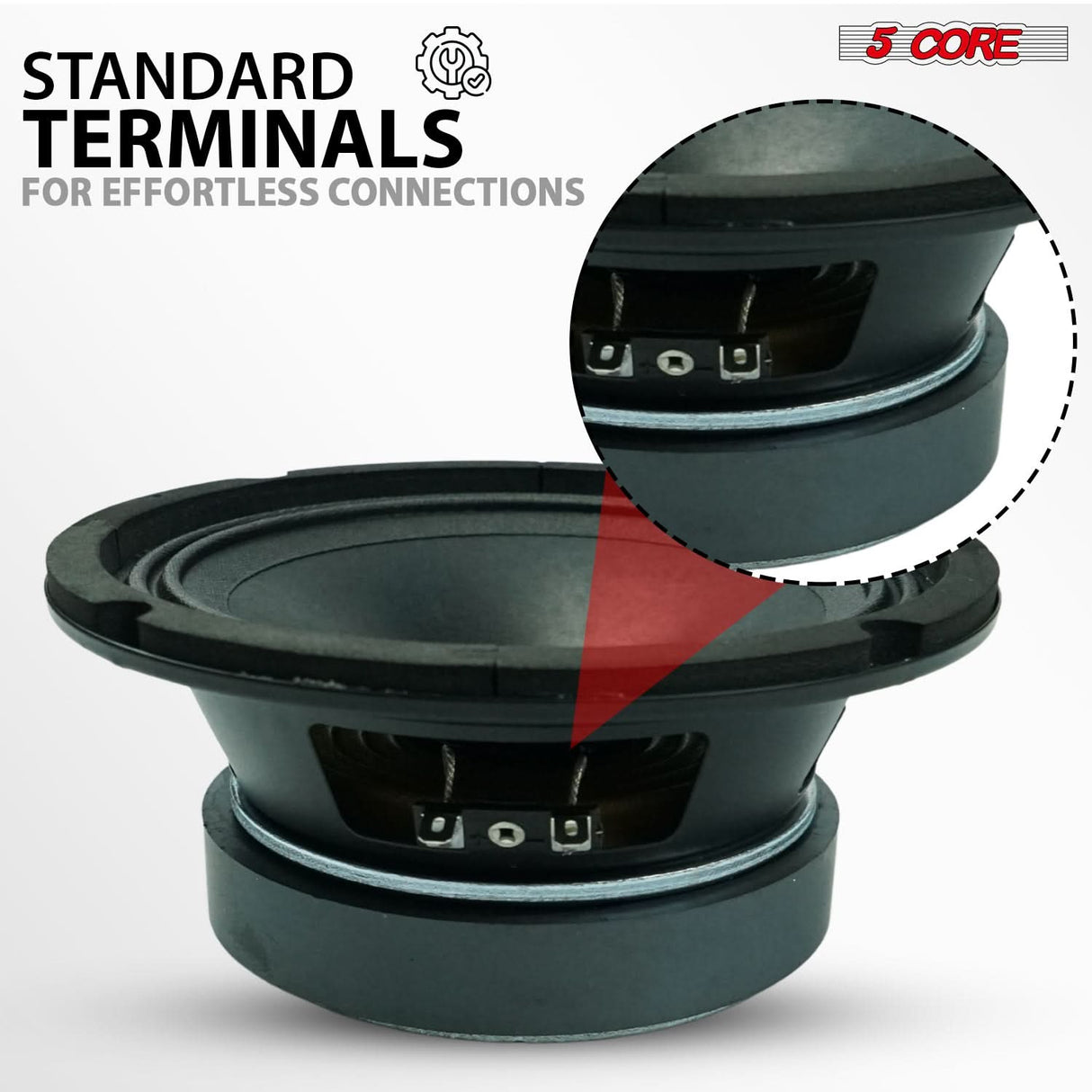 5 Core 6.5" Mid-Range Replacement 2Pc Pro Audio Car Speaker 360W 4 Ohms 60W Aluminum Super Tweeters