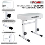 5 Core Keyboard Bench 3" Padded Cushioned Piano Stool Height Adjustable Guitar Seat Folding Portable