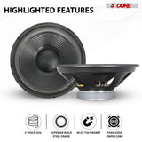 5 Core Car Subwoofer 2Pc 300W 12" Deep Bass Replacement Speaker 4Ohm 40 - 3.5 KHz Component Sub Woofer