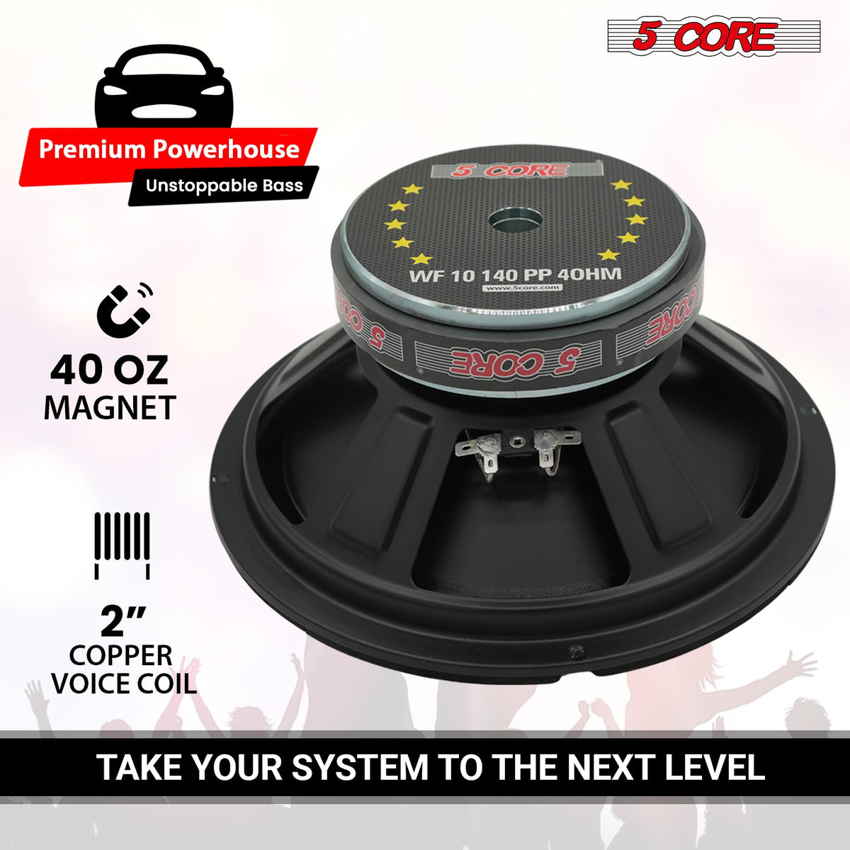 5 Core 10" Car Subwoofer Replacement Speaker Deep Bass Woofer Driver for Car Aud
