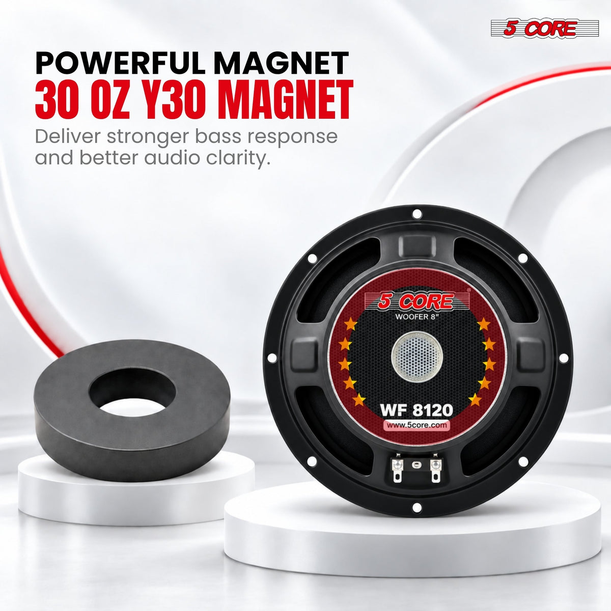 5 Core 8 Inch Car Woofer Audio 1000W 4Ohm Deep Bass Sub Woofer Loud Speaker
