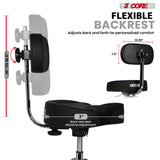 5 Core Drum Throne w Backrest 4" Padded Stool Airlift 25" Adjustable Drummer Stool 441Lb Capacity